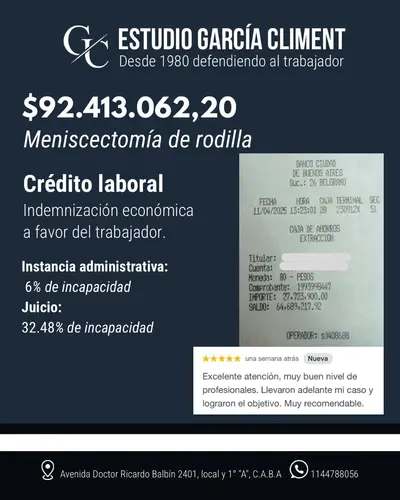 Caso resuelto - $92.413.062 por meniscectomía de rodilla